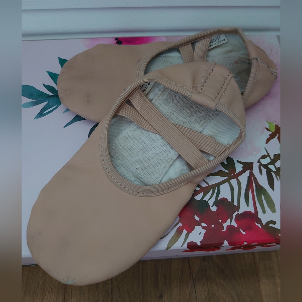 Tan Ballet Shoes with Elastic Straps